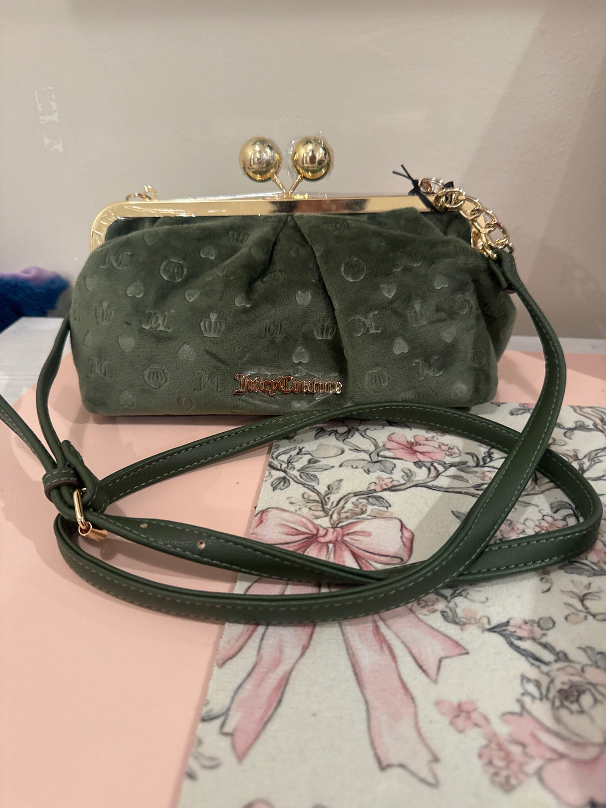 Olive Kiss-Lock Crossbody Purse