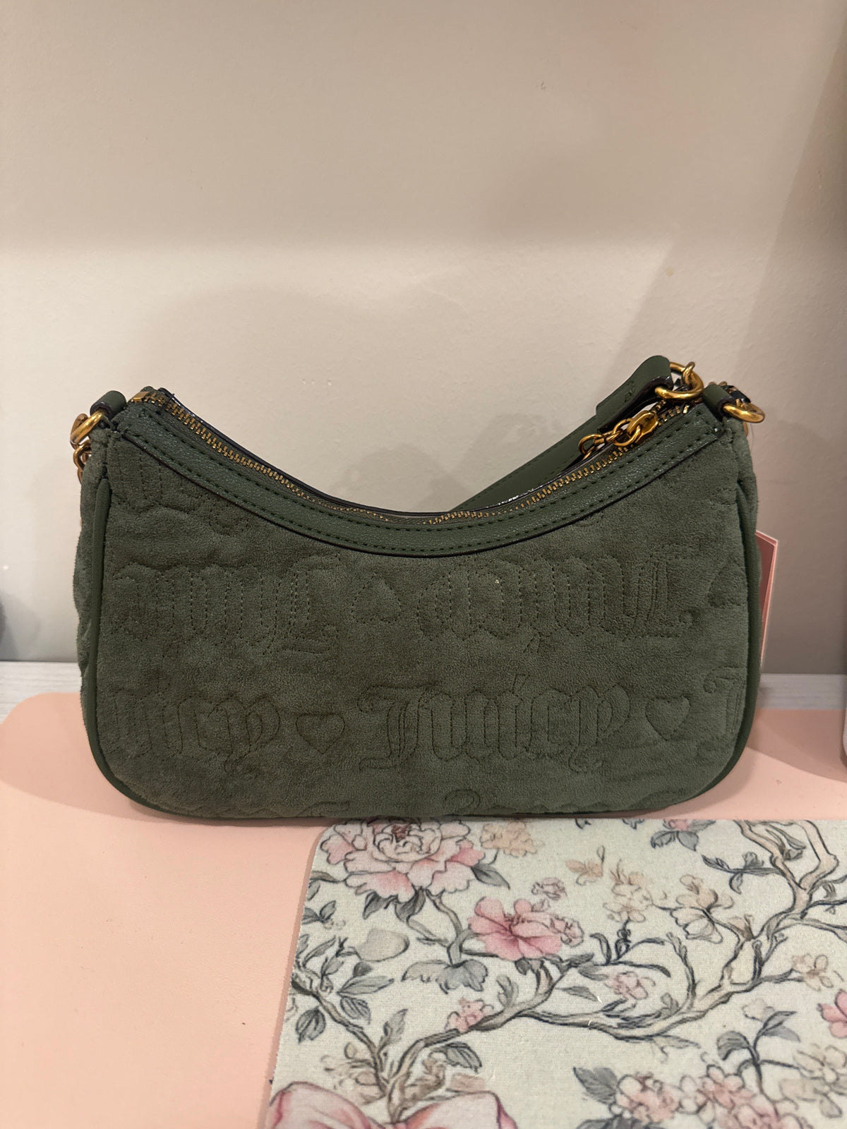 Olive Crown Charm Baguette Purse