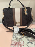 Midnight Stripe Key Charm Top-Handle Purse