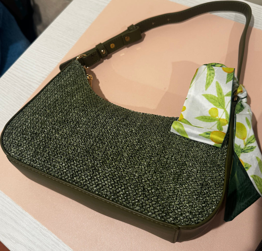 Green Woven Shoulder Bagg