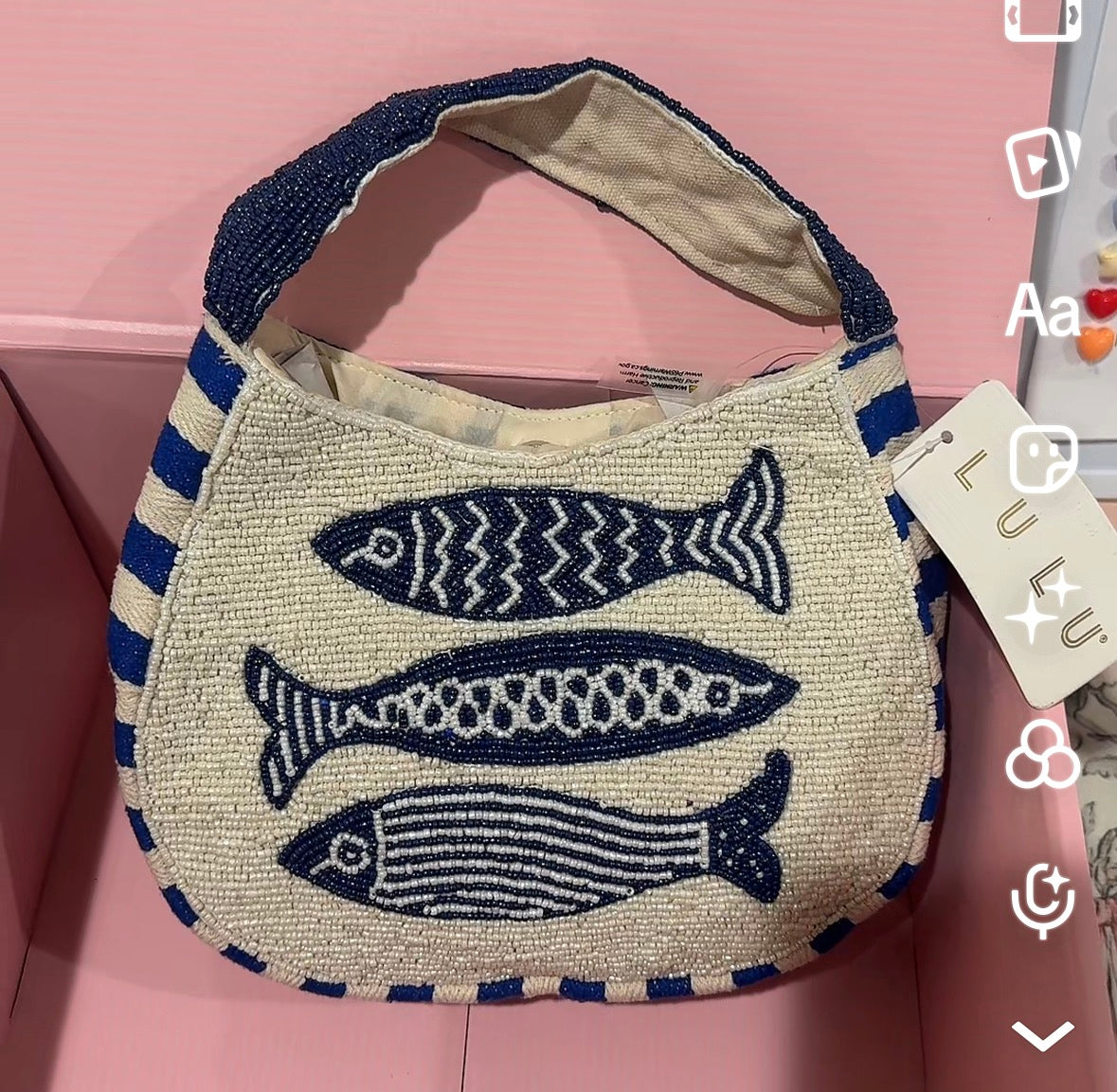 Gone Fishing Beaded Hobo Bag