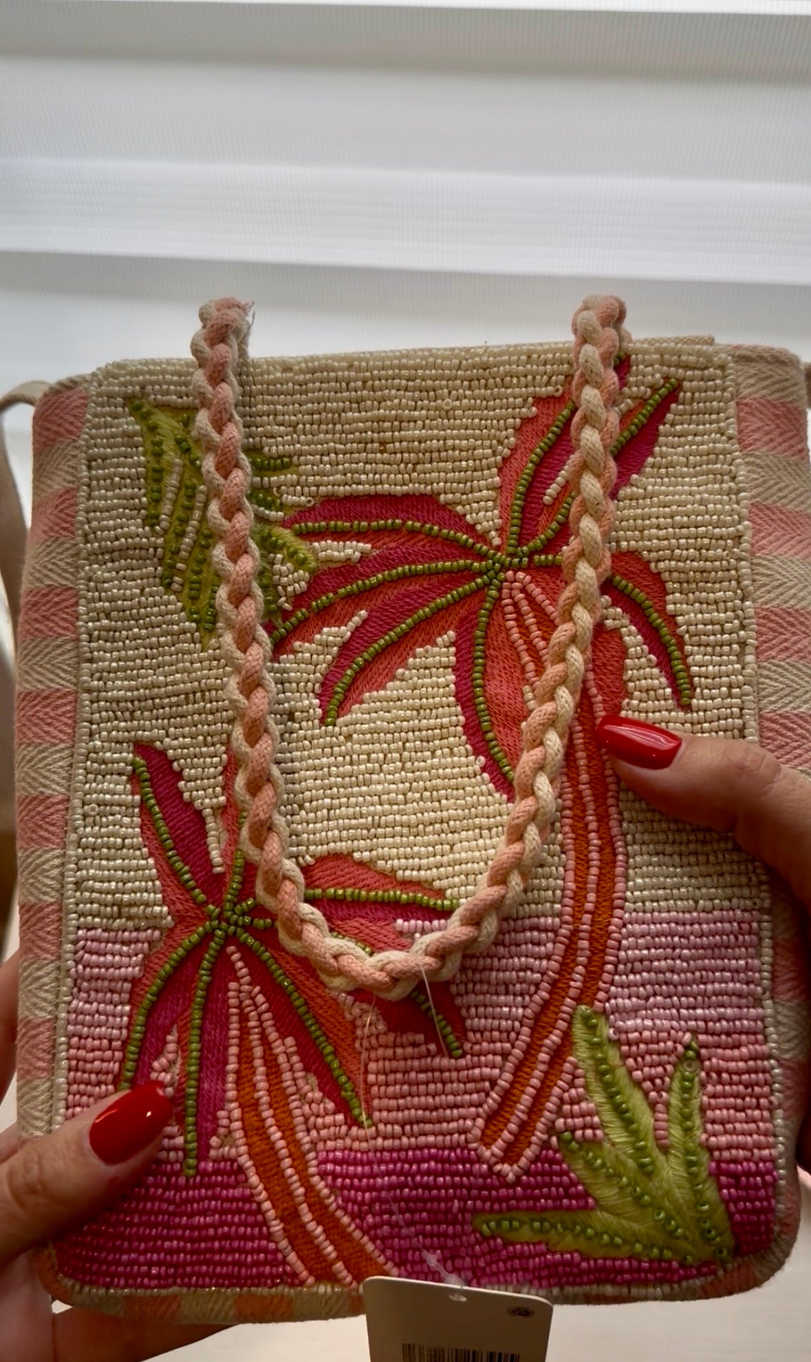 Tropical Bloom Beaded Crossbody Bag