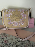 Juicy Couture Straw Floral Embroidered Crossbody Bag