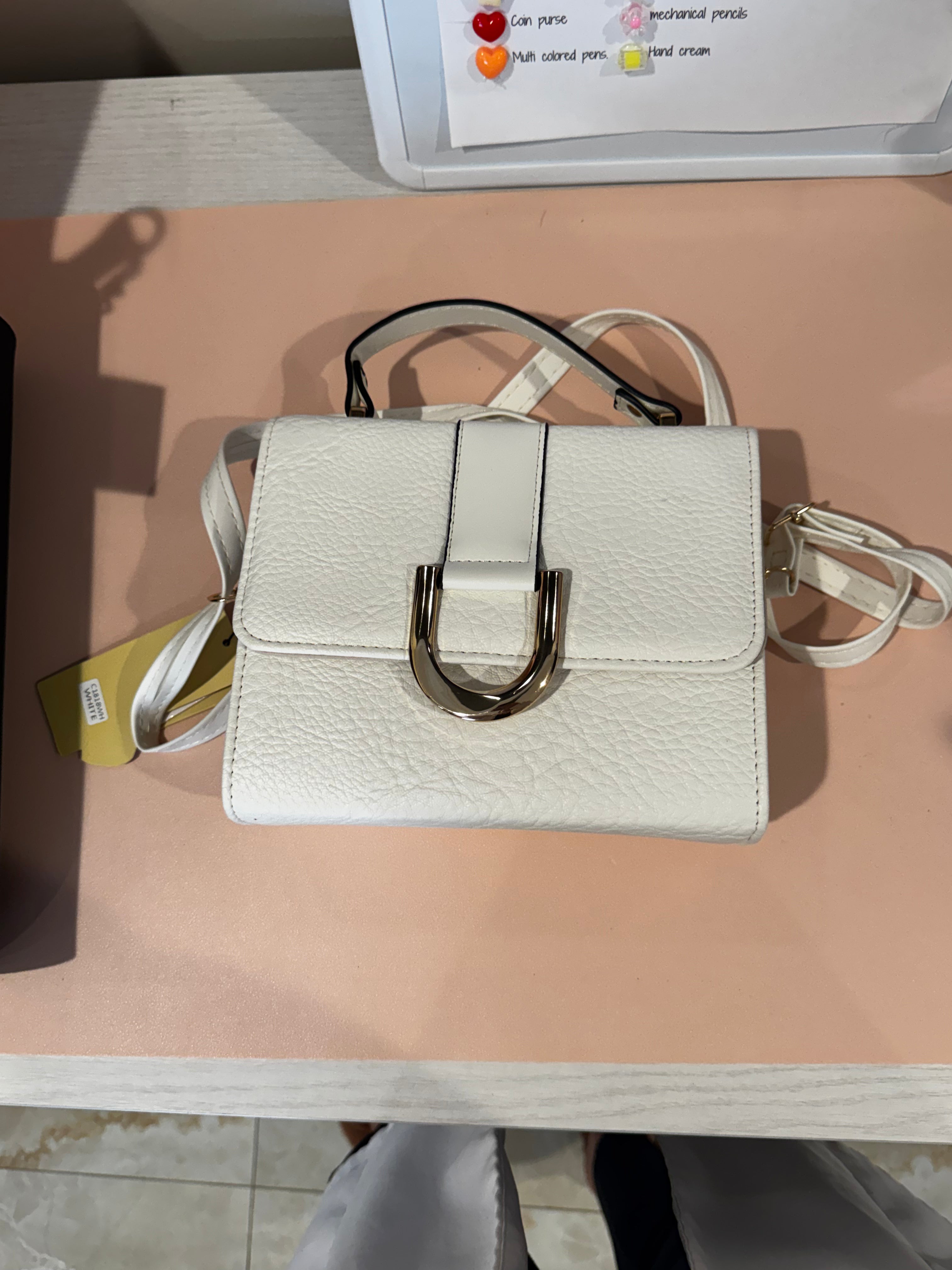 Ivory Structured Flap Crossbody Bag