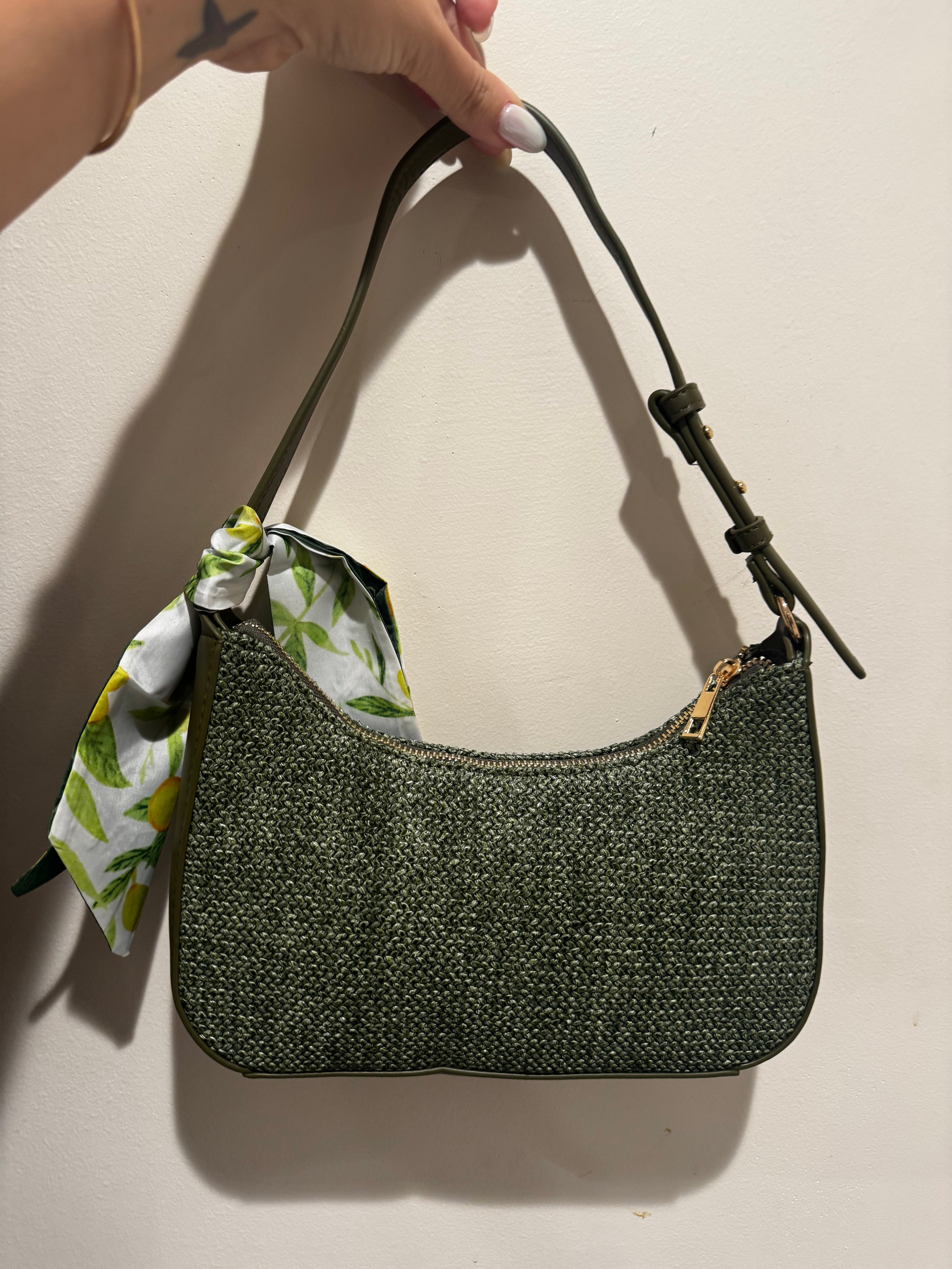 Green Woven Shoulder Bagg