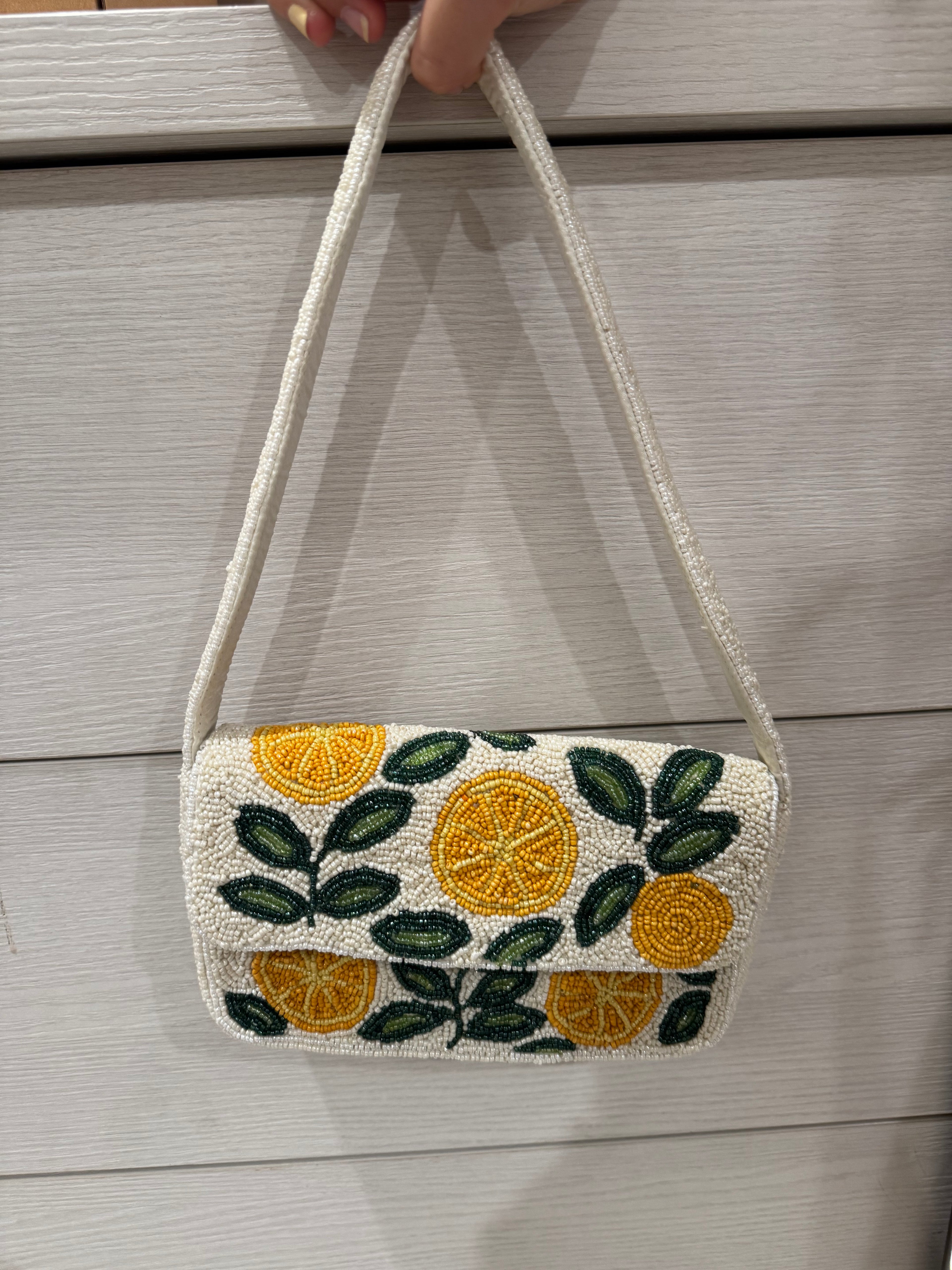 Lemon beaded bag